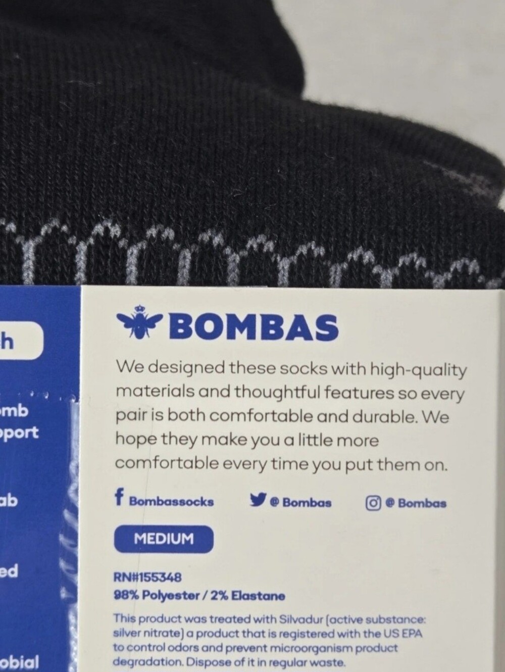 Bombas Ankle Socks Medium 5 Pair Unisex Womens & Mens Honeycomb Black/Grey BNWT - Picture 10 of 11